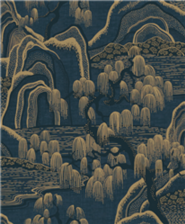 Sample - Indigo Garden Wallpaper - Navy/Gold