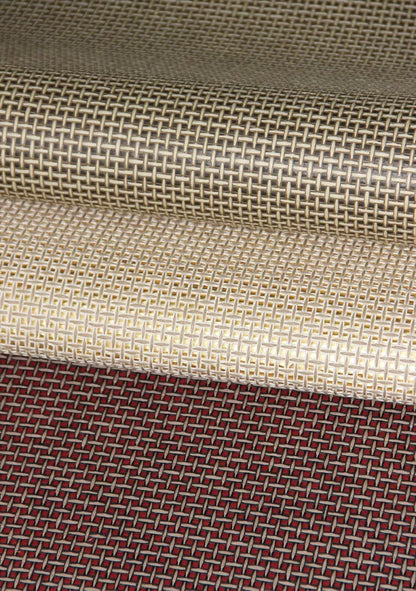 Basket Weave Grass cloth Wallpaper - Ink Grey on Gold