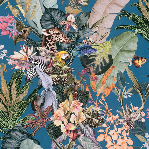 Sample - Tropical Dreams Wallpaper - Blue Teal