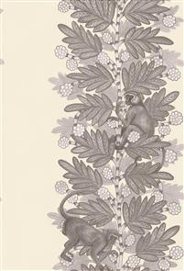 Sample - Acacia Monkey Wallpaper - Grey/White