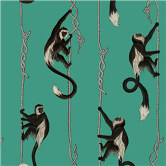 Troop Monkey Hybrid Mural Wallpaper - House of Hackney - Parakeet Green