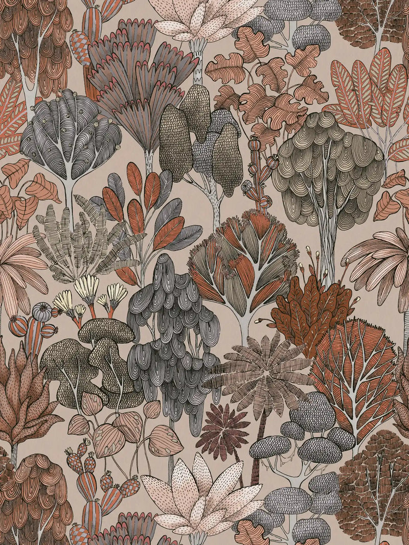 Sample - Exotic Oasis Wallpaper - Black/Red