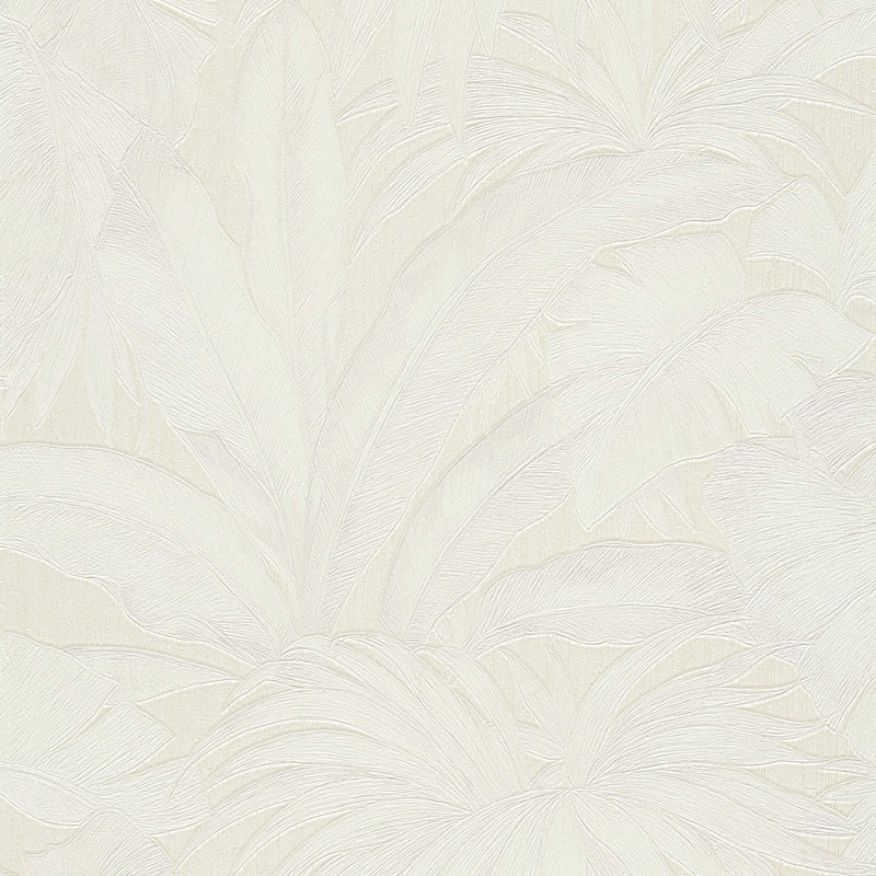 Sample - Versace Giungla Palm Leaves Wallpaper - Cream/Silver