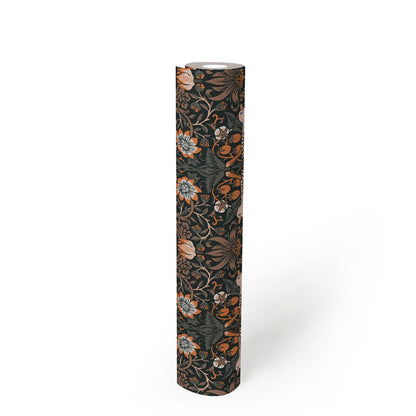 Baroque Birds Wallpaper - Orange/Black