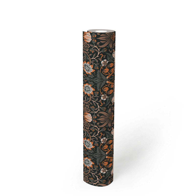 Baroque Birds Wallpaper - Orange/Black
