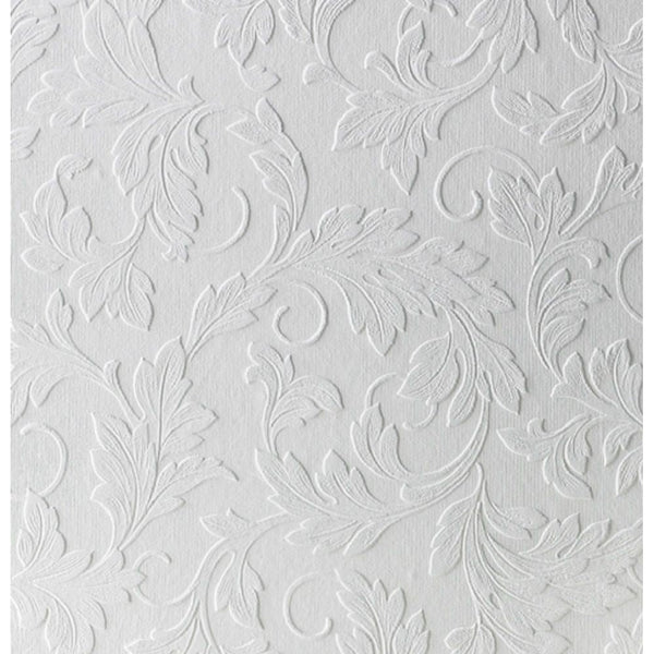Sample - Scrolling Leaf - Paintable Wallpaper