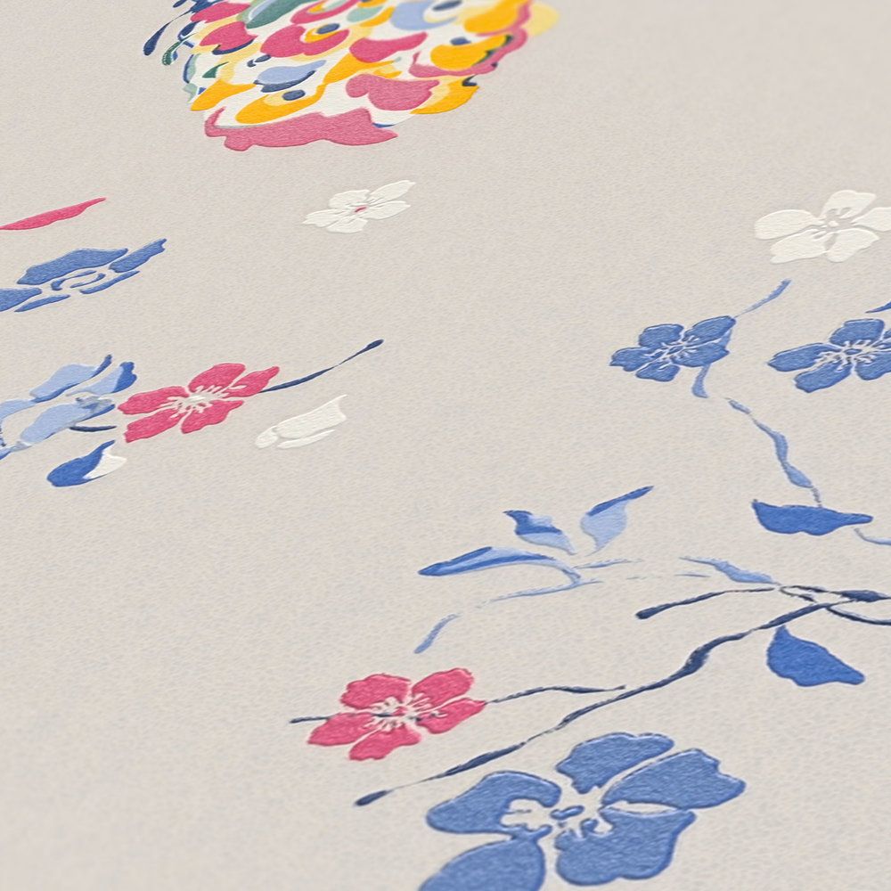 Majestic Peacock & Blossom Wallpaper - House of Turnowsky - Grey/Green