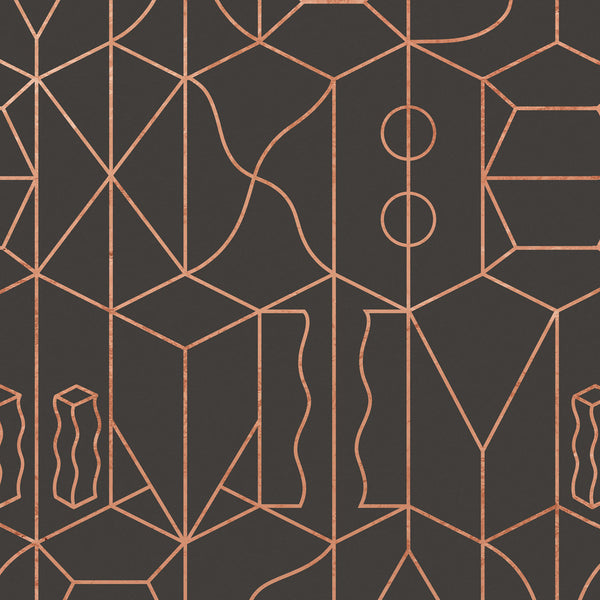 Sample - Never Ending Foil by Suzan Hijink Wallpaper - Copper Brown