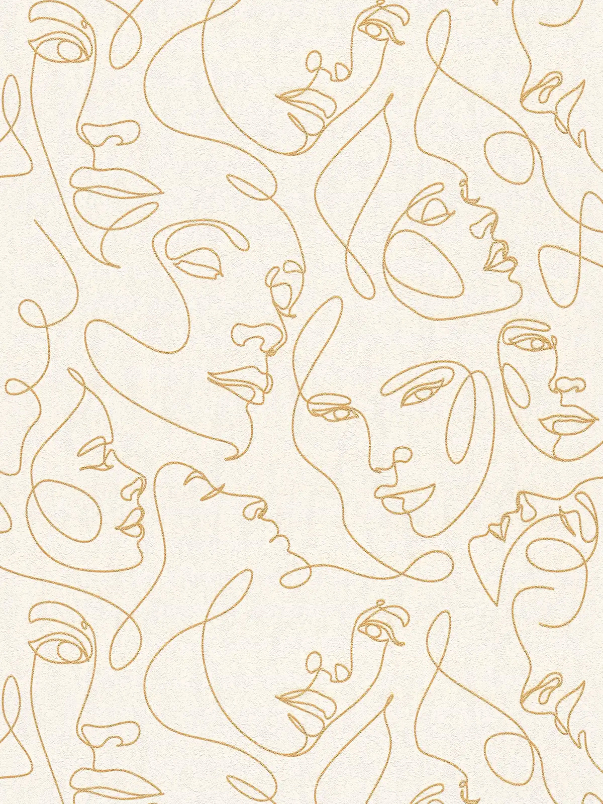Sample – Muse Line Art Face Wallpaper – Gold