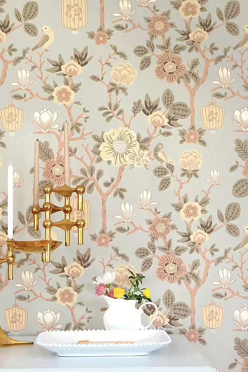Sample - Tokyo Tea Party Wallpaper - Whispering Blue