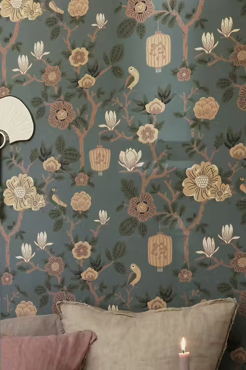 Tokyo Tea Party Wallpaper - Blue-Green