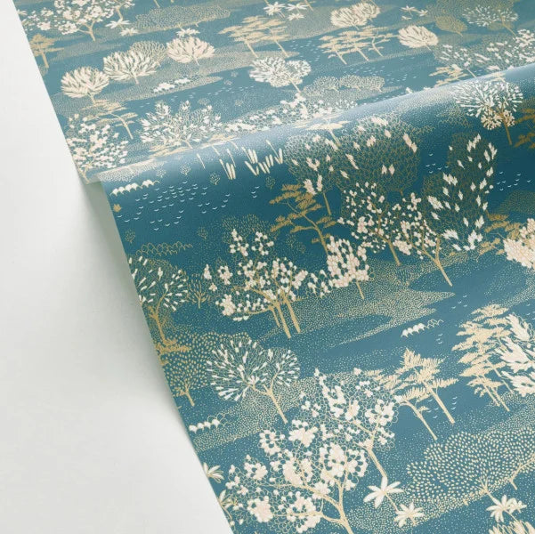 Olinda Garden Wallpaper - Teal Gold