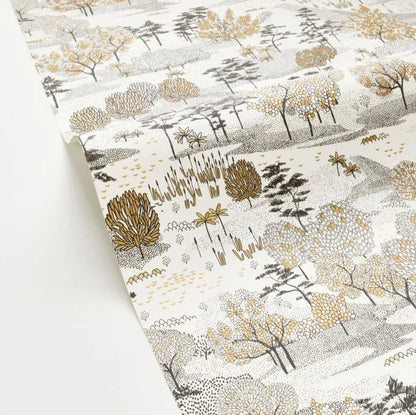 Olinda Garden Wallpaper - White Black Gold