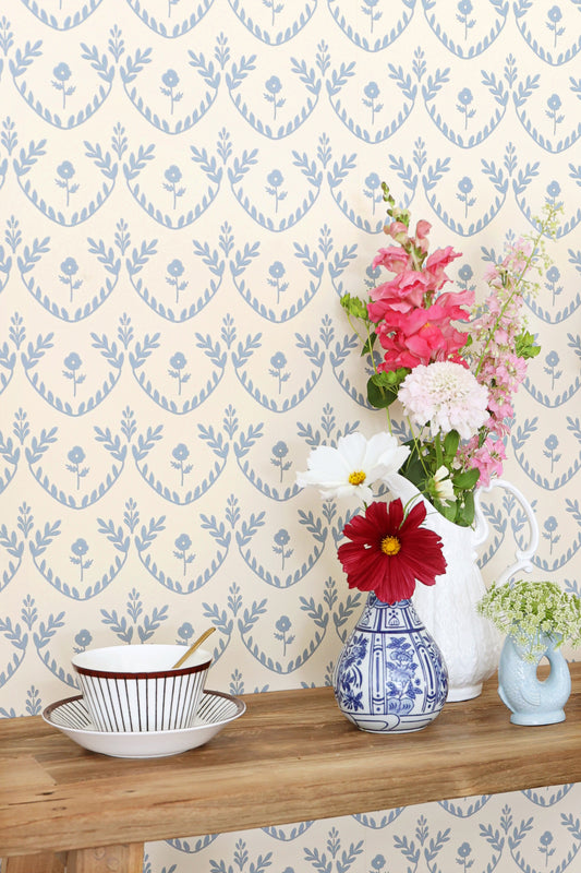 Bellini Wallpaper - Soft Blue