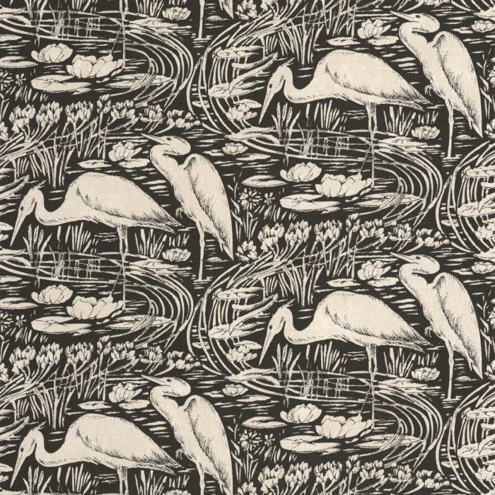 Eurphrate – Heron Vinyl Wallpaper – Charcoal Black