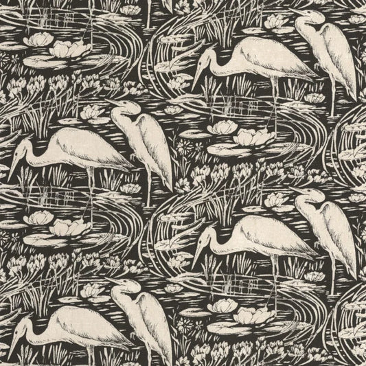 Eurphrate – Heron Vinyl Wallpaper – Charcoal Black