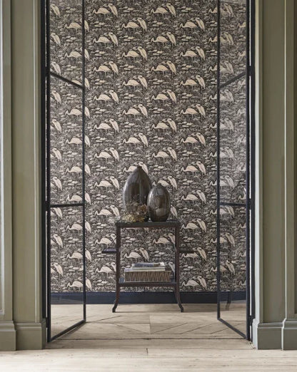 Eurphrate – Heron Vinyl Wallpaper – Charcoal Black
