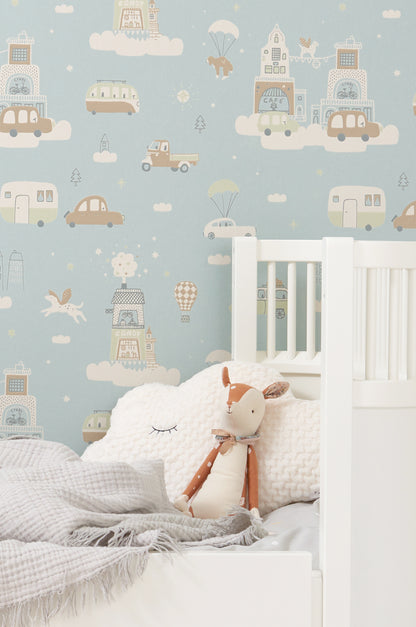 Above the Clouds Wallpaper - Soft Blue