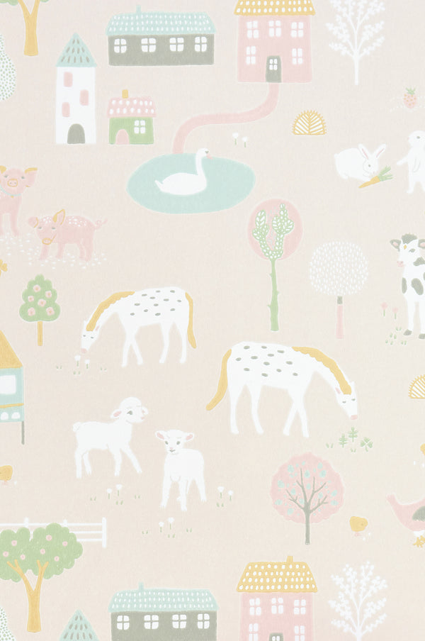 Sample - My Farm Wallpaper - Pink