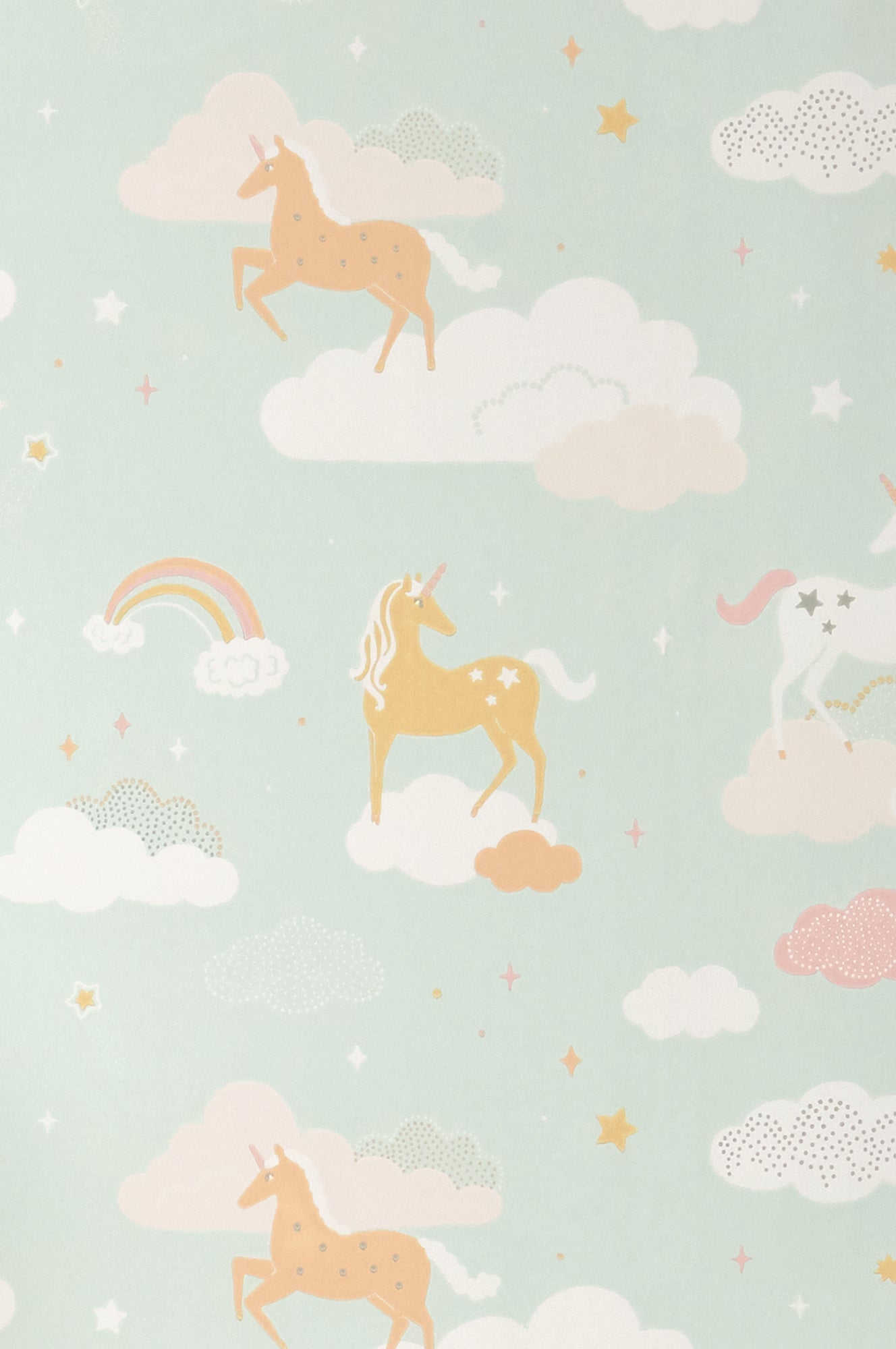 Sample - Rainbow Treasures Wallpaper - Bubblegum Turquoise
