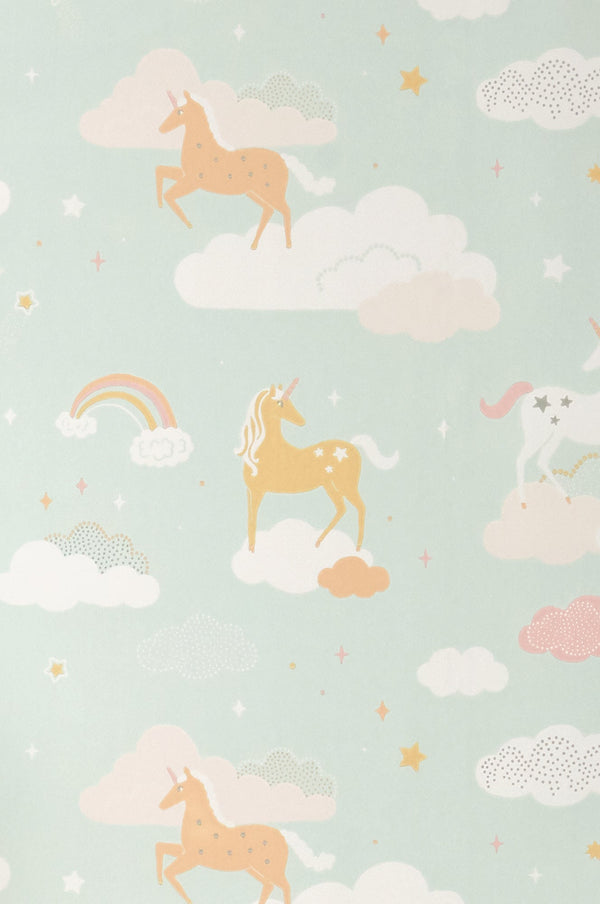 Sample - Rainbow Treasures Wallpaper - Bubblegum Turquoise