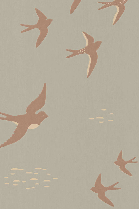 Follow The Wind Wallpaper - Sea Mist Blue flat pattern