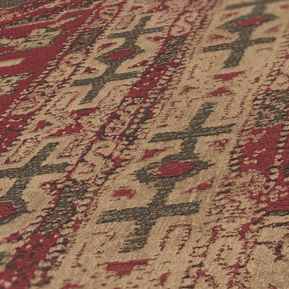 Marrakesh Carpet Wallpaper - Beige Red - Extra Wide