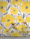 Flower Market - Yellow & Grey - Custom Sized Wallpaper Mural (per m2)