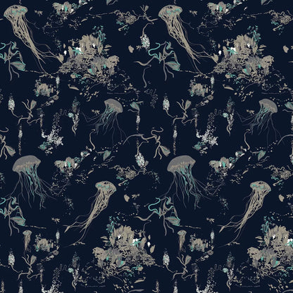 Jellyfish Wallpaper - Navy
