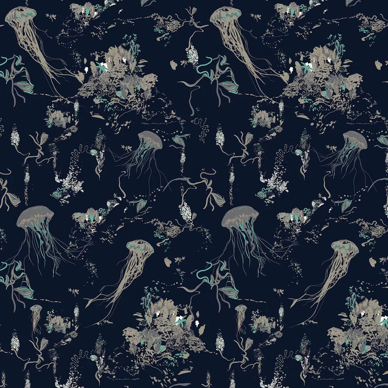 Jellyfish Wallpaper - Navy