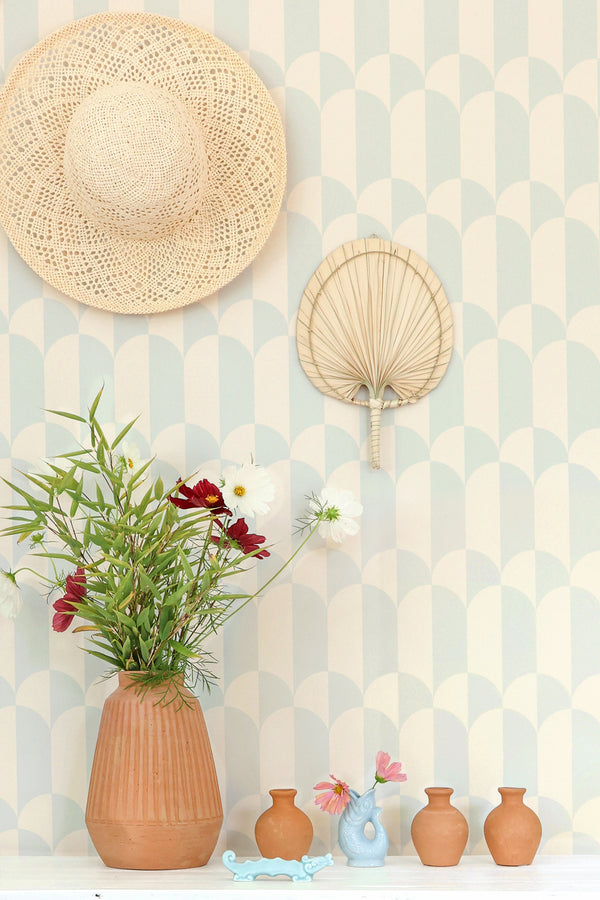 Sample - Whipped Cream Wallpaper - Seafoam Blue