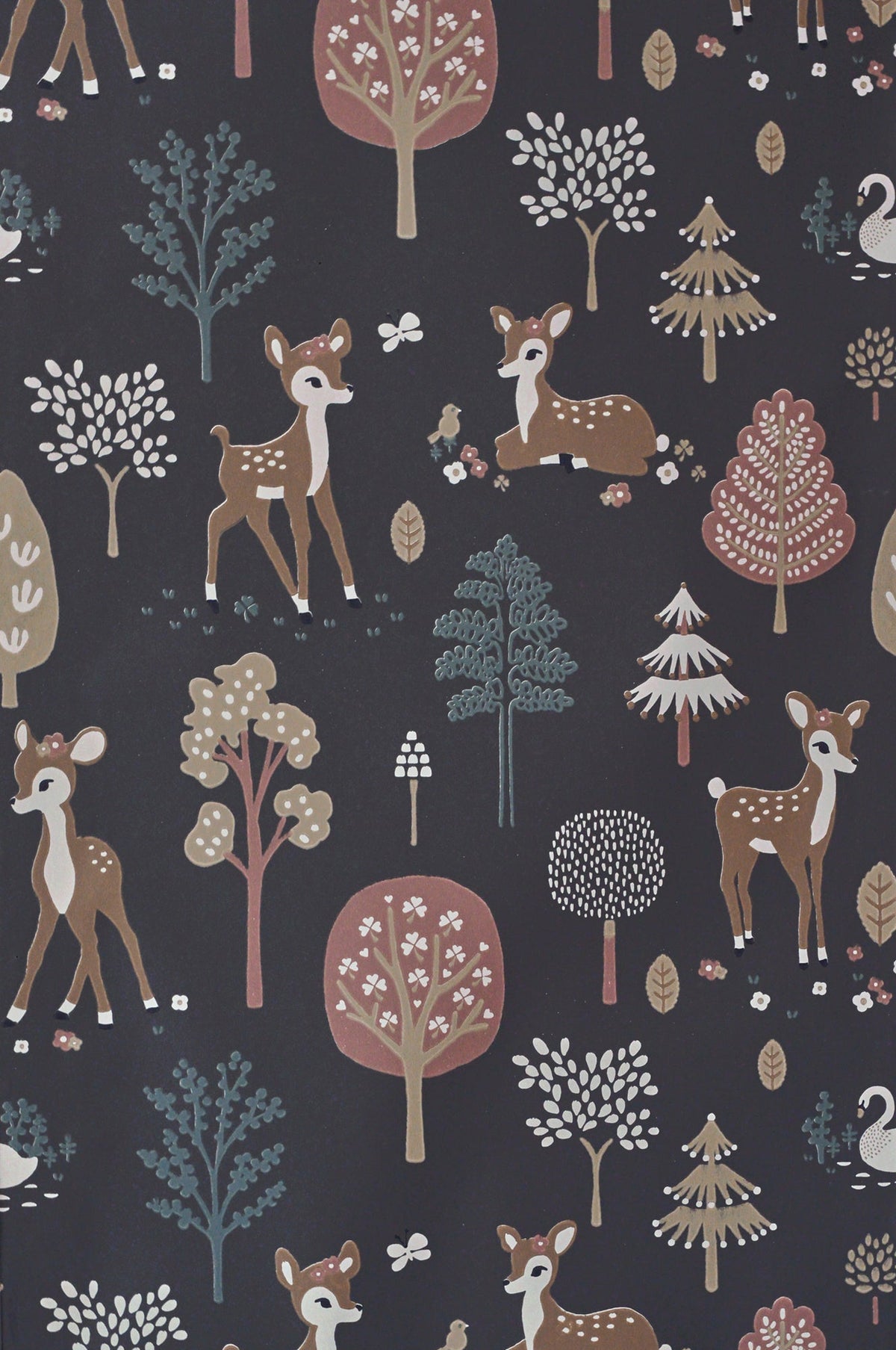 Sample - Golden Woods Wallpaper - Deep Grey