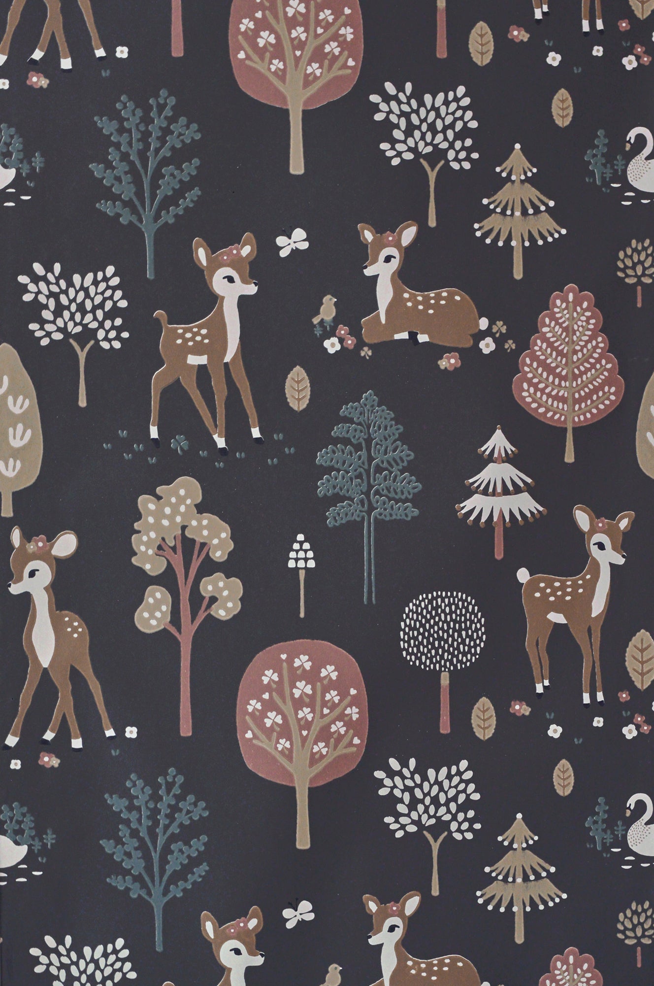 Sample - Golden Woods Wallpaper - Deep Grey