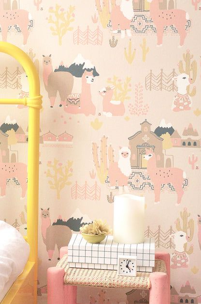 Lama Lama Wallpaper - Pink