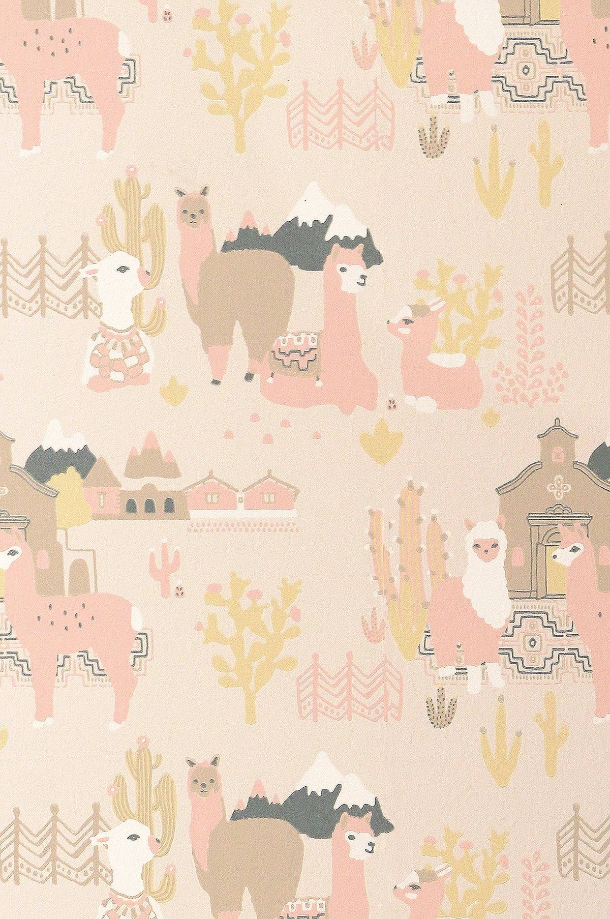 Sample - Lama Lama Wallpaper - Pink