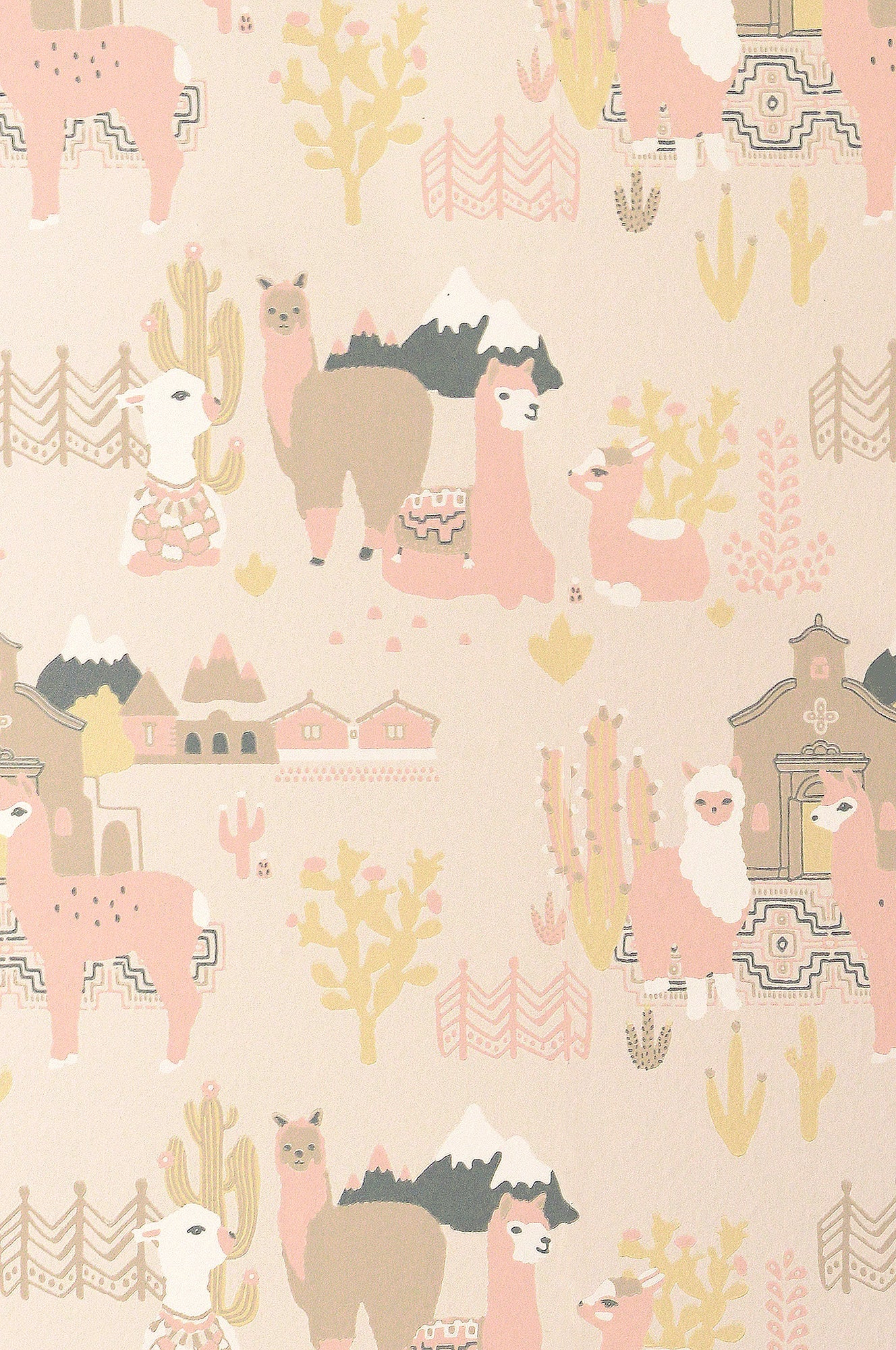 Sample - Lama Lama Wallpaper - Pink