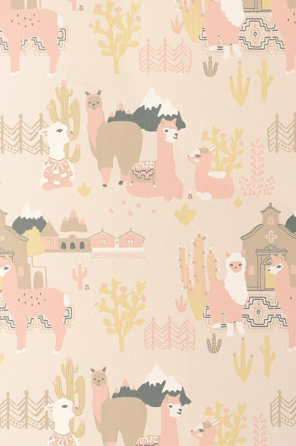 Sample - Lama Lama Wallpaper - Pink