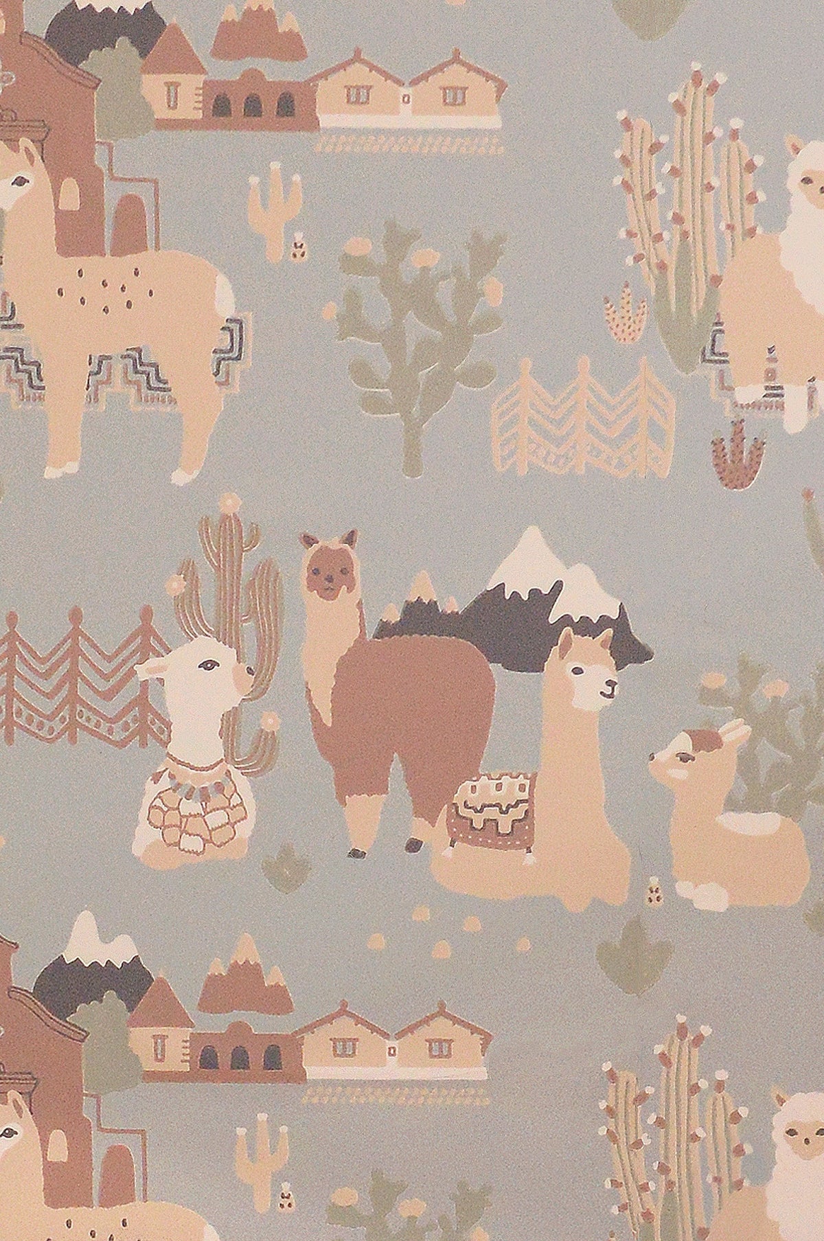 Sample - Lama Lama Wallpaper - Soft Blue
