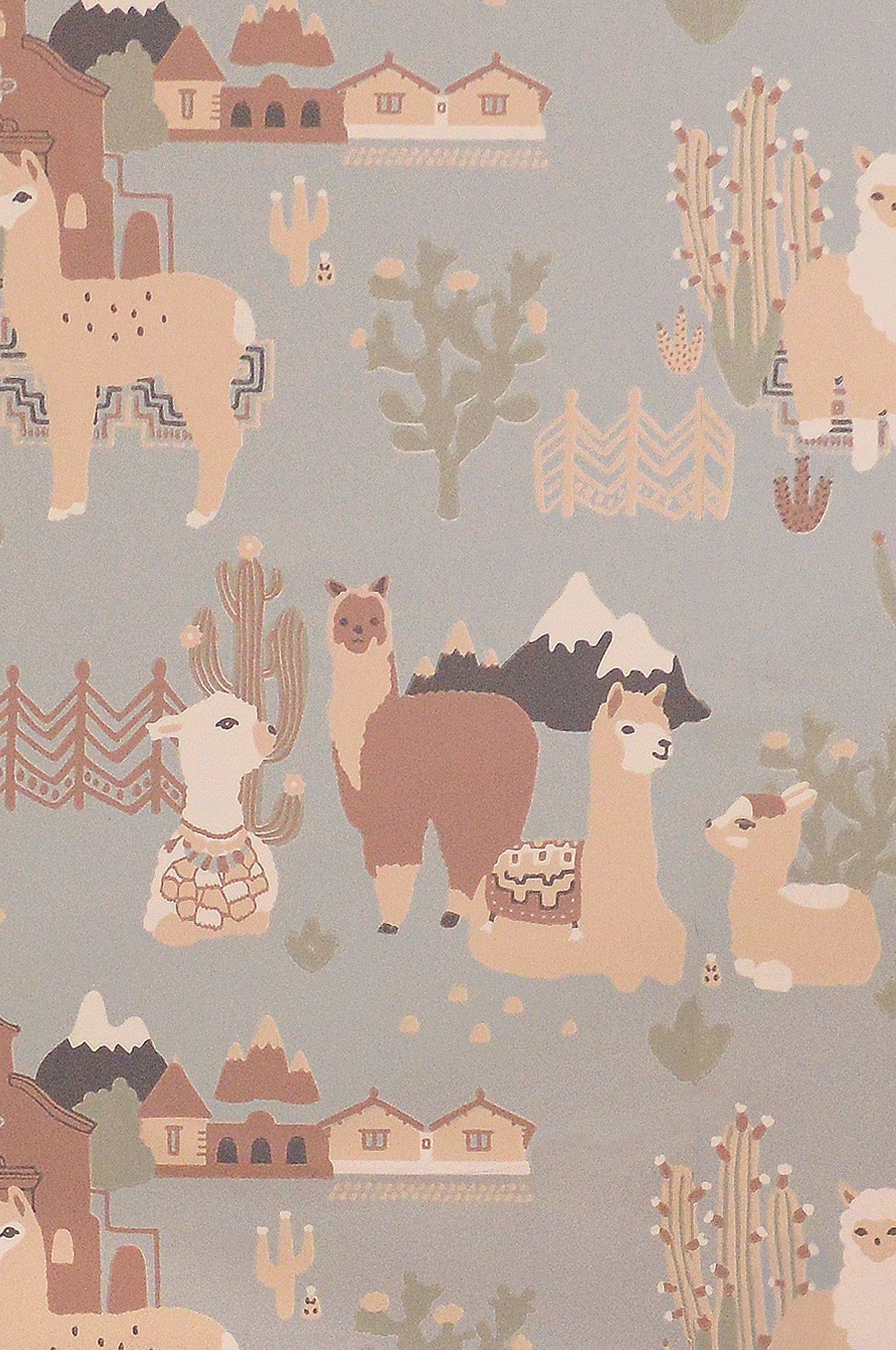 Sample - Lama Lama Wallpaper - Soft Blue