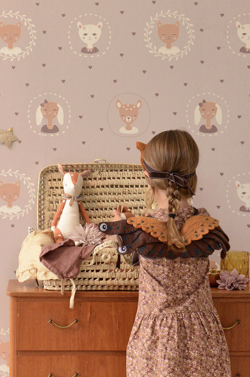Hearts Wallpaper - Dusty Lilac