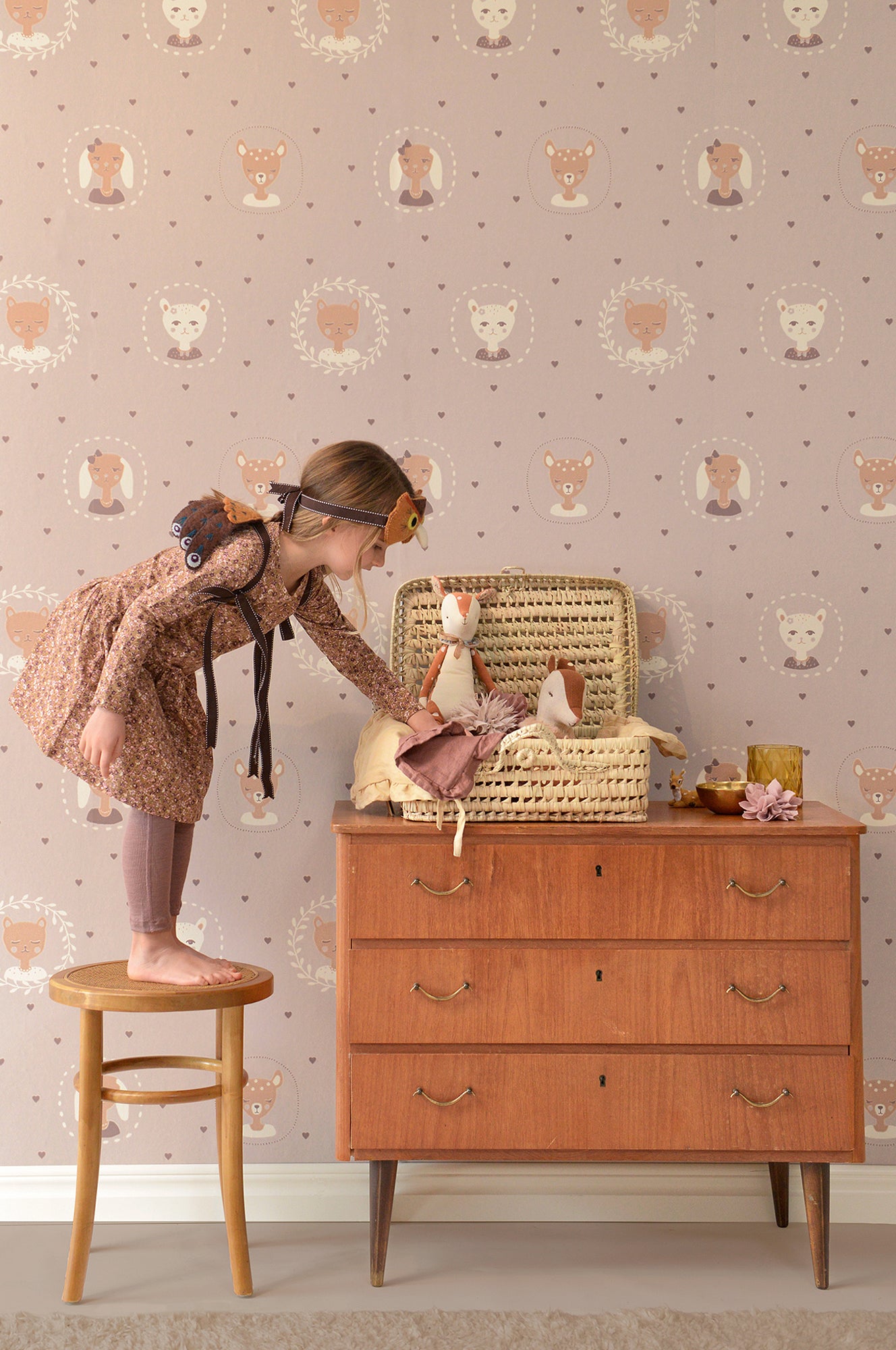 Hearts Wallpaper - Dusty Lilac