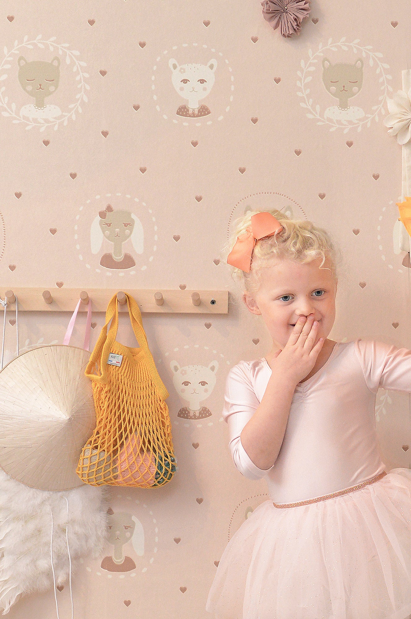 Hearts Wallpaper - Dusty Pink