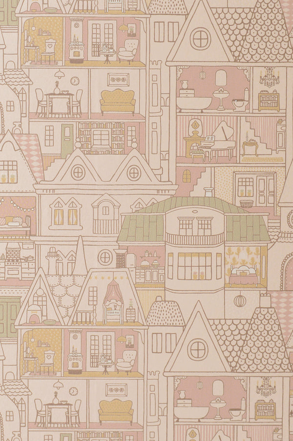 Sample - Dollhouse Wallpaper - Sunny Pink
