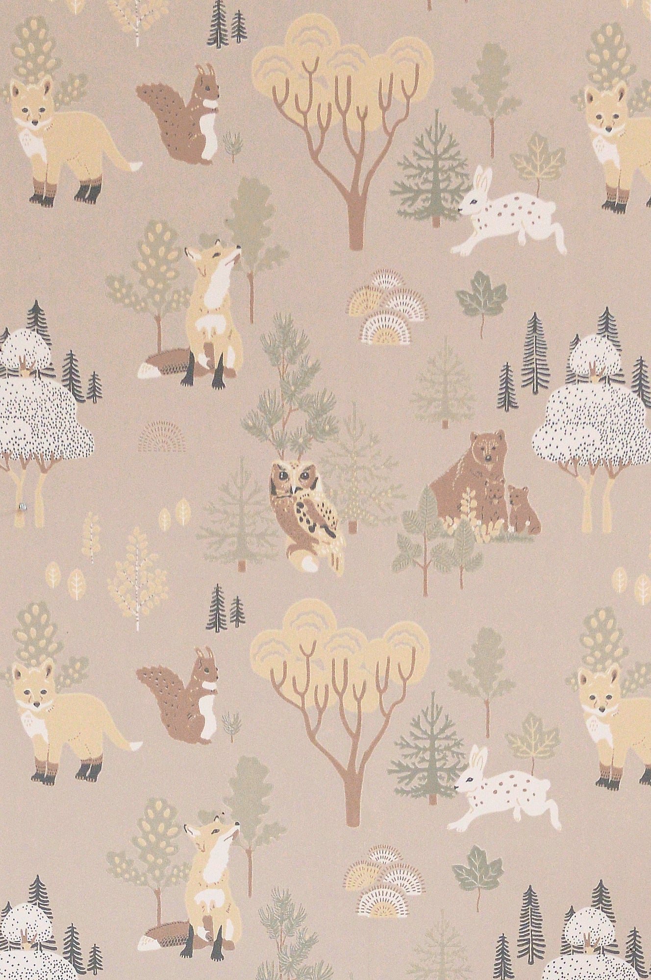Deep Forest Wallpaper - Soft Beige
