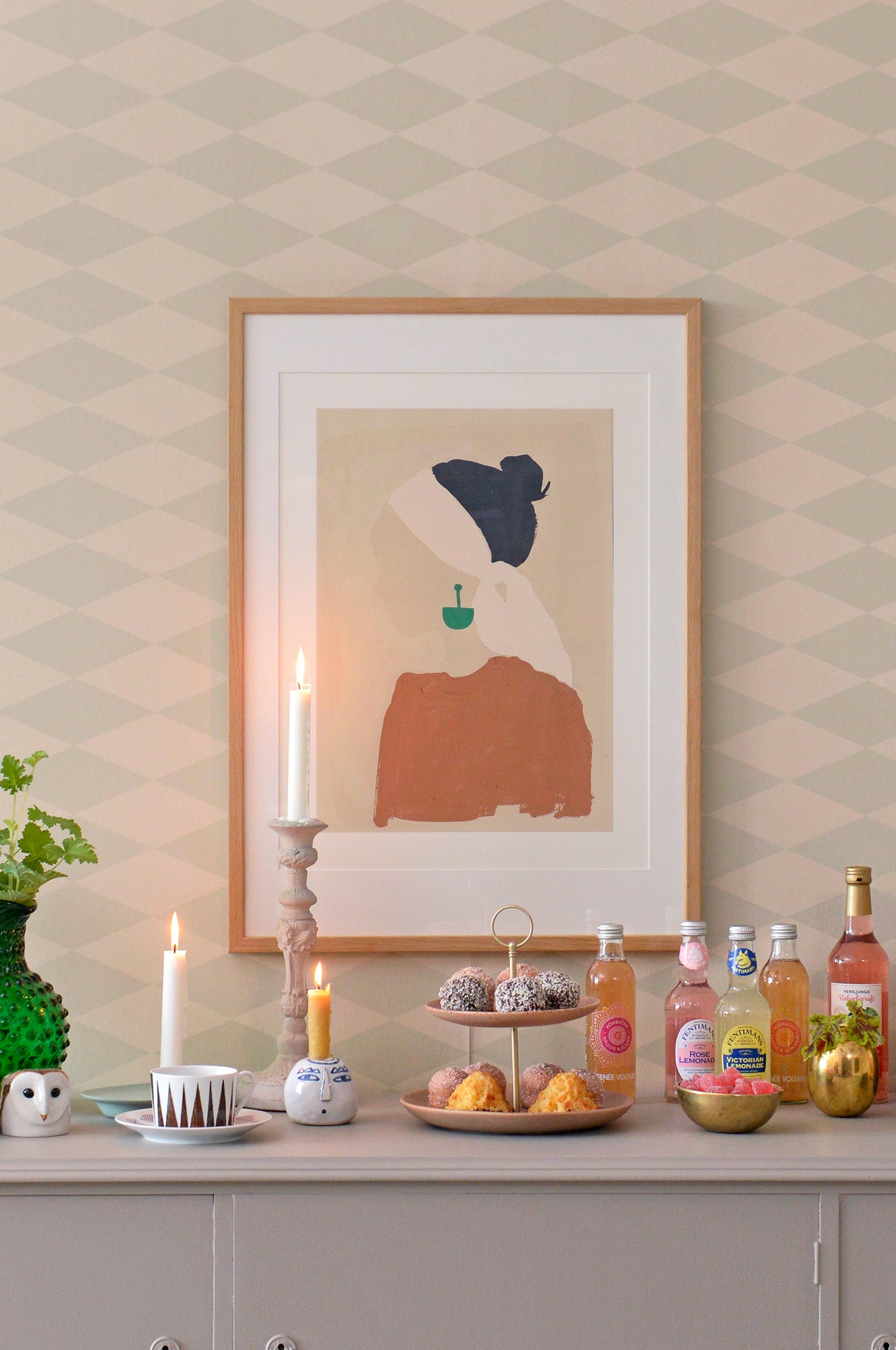 Copenhagen Geometric Wallpaper - Beige Green