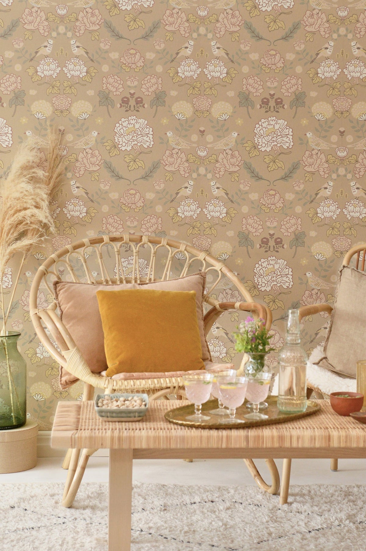 Sample - June Scandinavian Wallpaper - Honey Beige