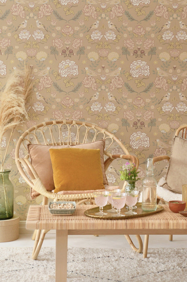 Sample - June Scandinavian Wallpaper - Honey Beige