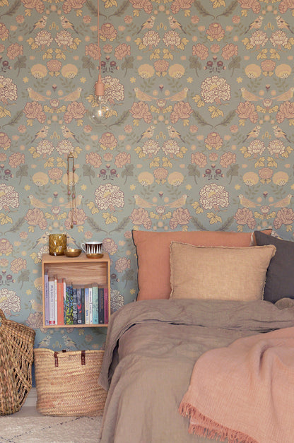 June Scandinavian Wallpaper -  Sage Green