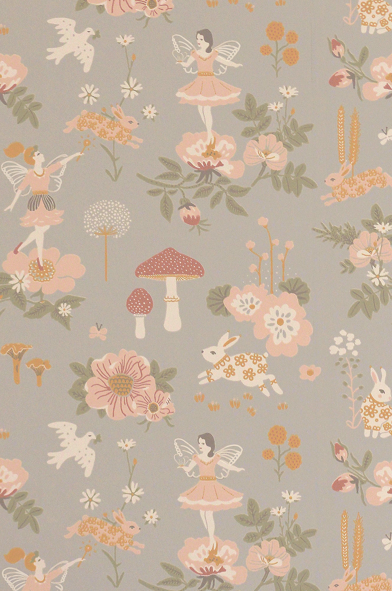 Old Garden Wallpaper - Gentle Blue