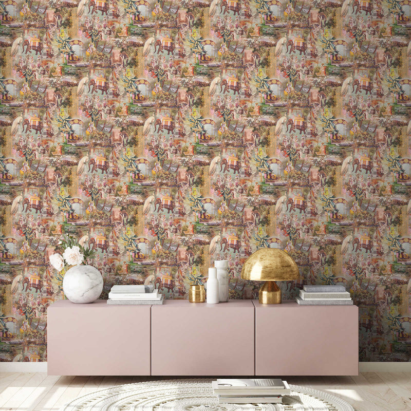 Elephant Parade – Vintage Wallpaper – Brown